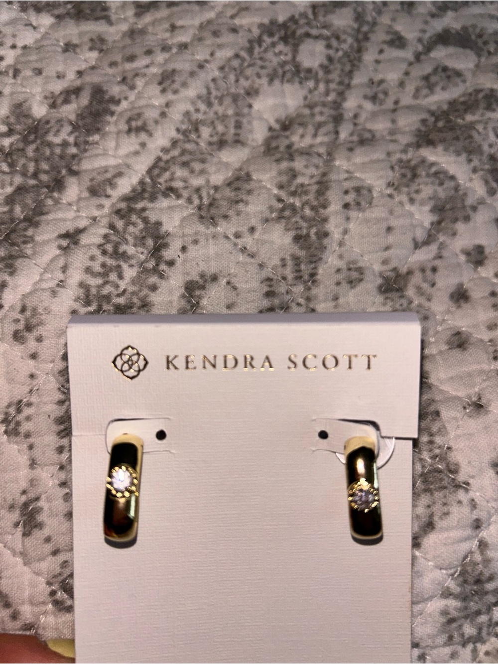 Kendra Scott Gold Stud Earrings with Clear Crystal Centers